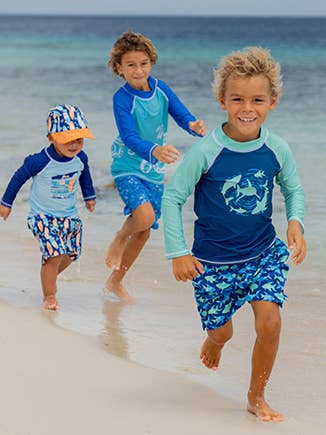 Kids UPF50+ Graphic Rash Guard Swim Top for Boys