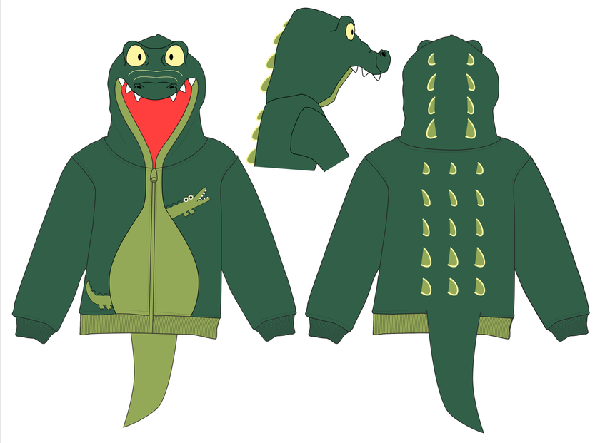 Alligator 3D Toddler and Kids Hoodie
