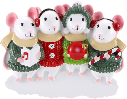 Mouse Family in Sweaters Personalized Ornament