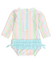 Pale Rainbow Stripe Long Sleeve One Piece Rash Guard