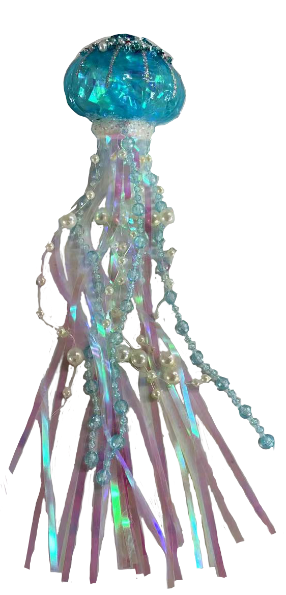 Blue Jellyfish Glass Christmas Ornament HZZ108
