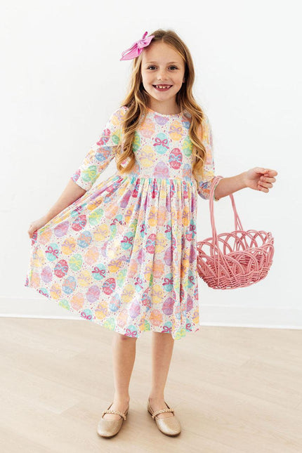 Egg-Stra Cute 3/4 Sleeve Pocket Dress