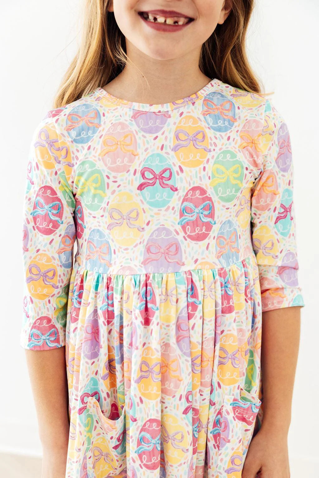 Egg-Stra Cute 3/4 Sleeve Pocket Dress