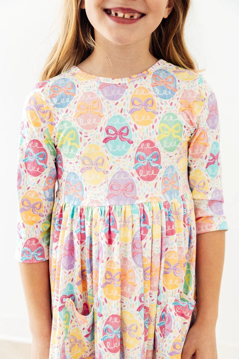 Egg-Stra Cute 3/4 Sleeve Pocket Dress