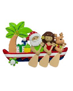 Santa with Girl Canoe Paddlers Personalized Christmas Ornament NT302-NT306