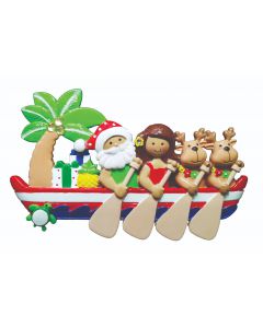 Santa with Girl Canoe Paddlers Personalized Christmas Ornament NT302-NT306