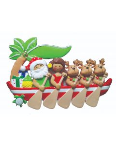 Santa with Girl Canoe Paddlers Personalized Christmas Ornament NT302-NT306