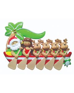 Santa with Girl Canoe Paddlers Personalized Christmas Ornament NT302-NT306