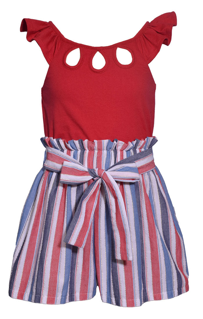 Red, White, and Blue Cut Out Romper