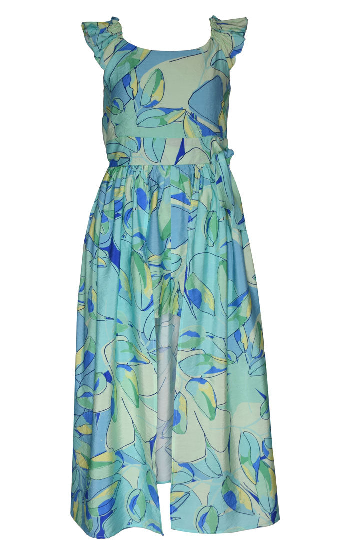 Green Flutter Romper Dress