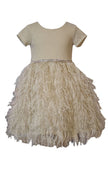 Taupe Tinsel Dirndl Short Sleeve Dress