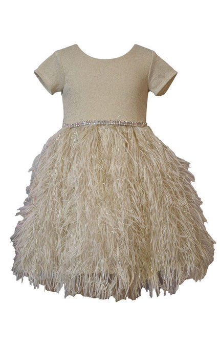 Taupe Tinsel Dirndl Short Sleeve Dress