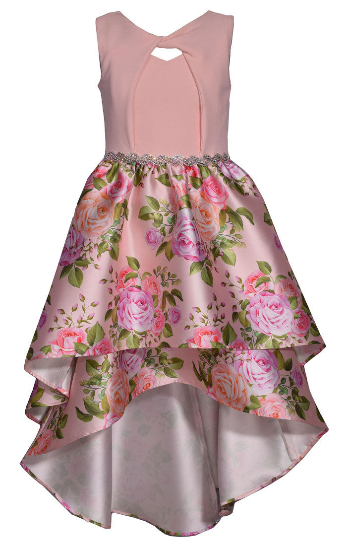 Pink Floral HiLow Dress
