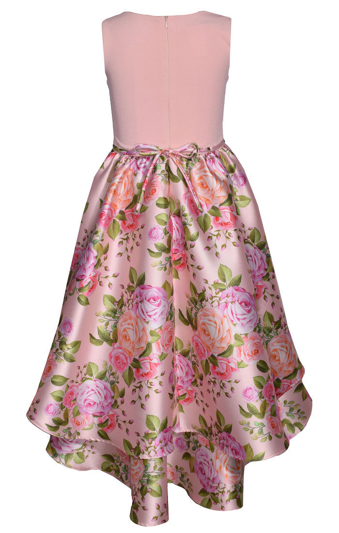 Pink Floral HiLow Dress