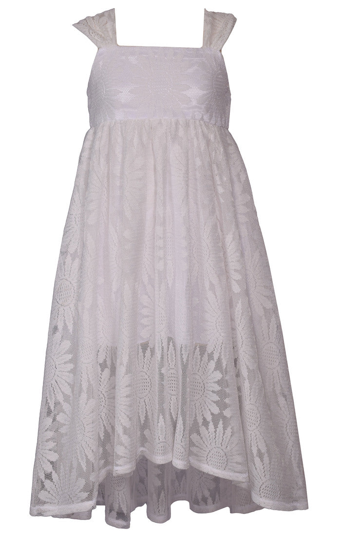 White Flowers Hi Low Dress