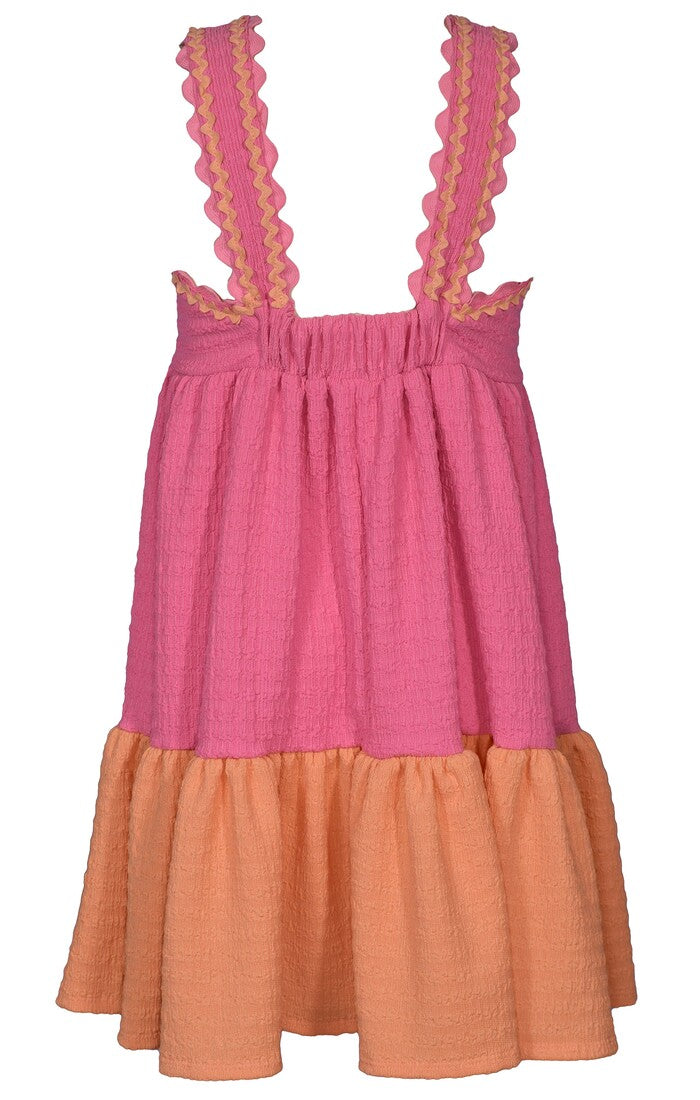 Pink Colorblock Knit Gauze Dress