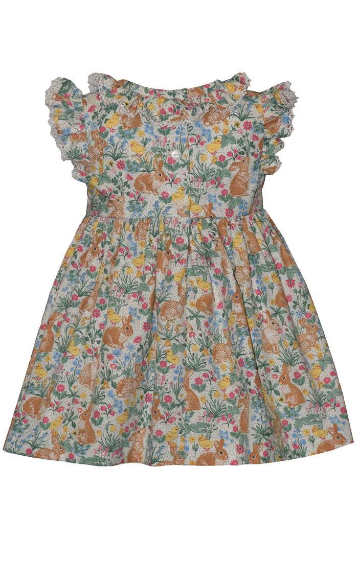 Bunny Smocking Flutter Sleeve Dress