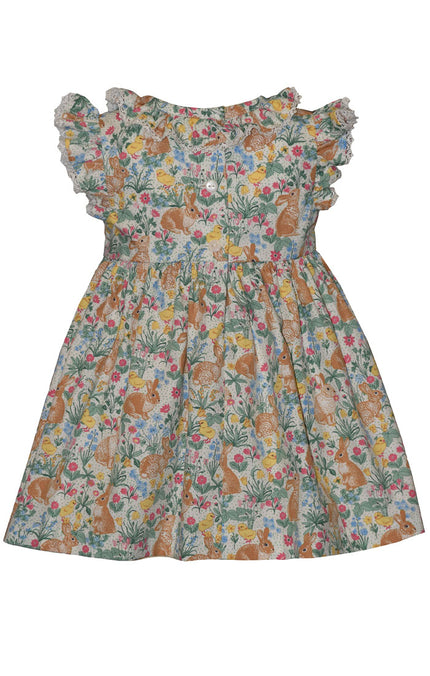 Bunny Smocking Flutter Sleeve Dress