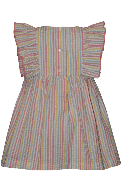 Bird Smocking Seersucker Dress