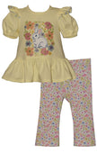 Bunny Peplum Top and Floral Flare Legging Set