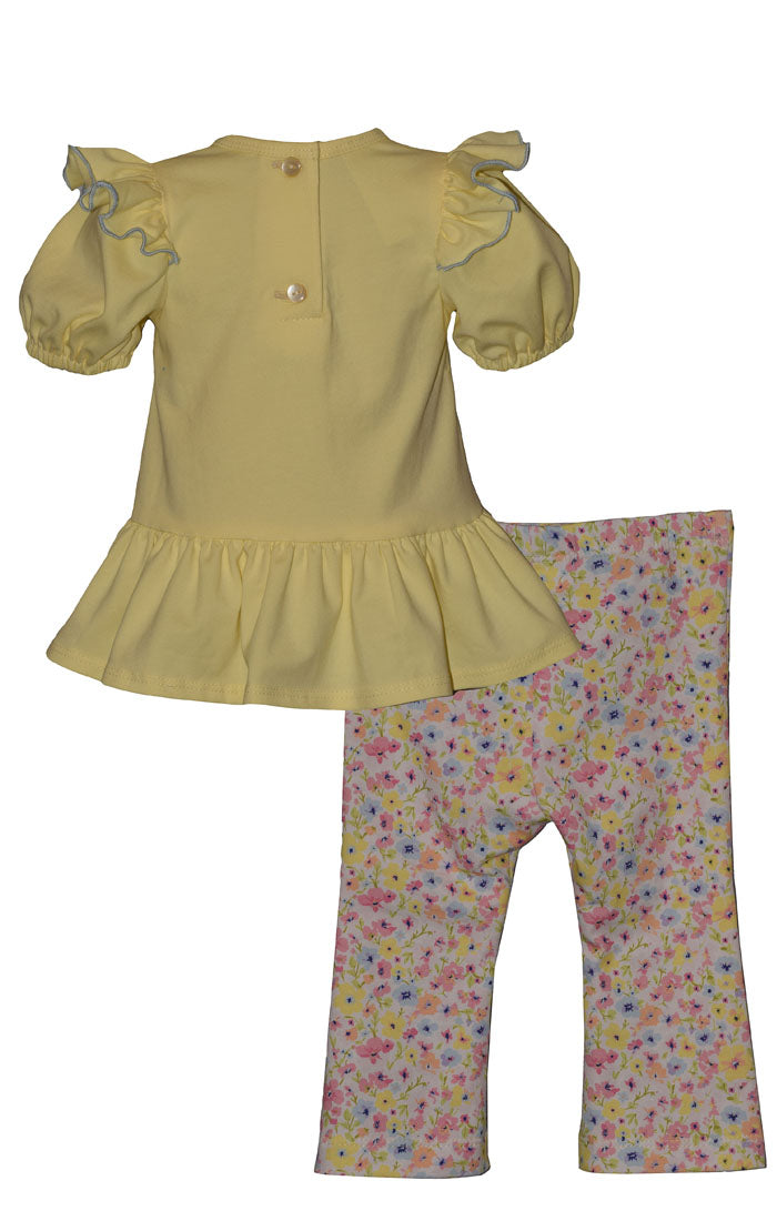 Bunny Peplum Top and Floral Flare Legging Set