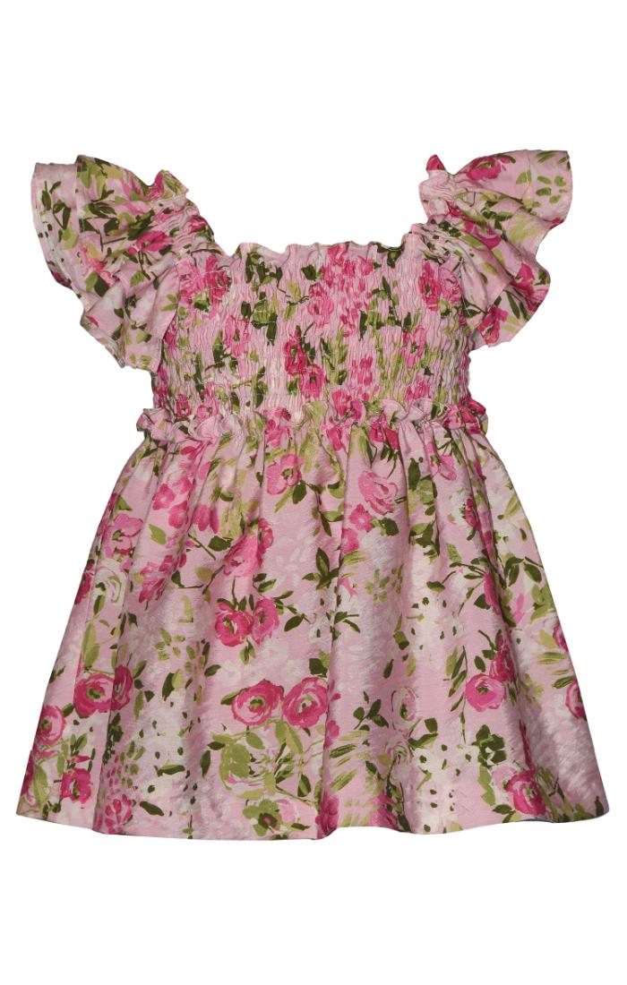 Pink Floral Smocked Dress