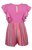 Pink and Stripe Paper Bag Waist Romper