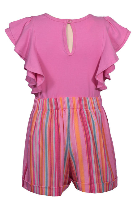 Pink and Stripe Paper Bag Waist Romper