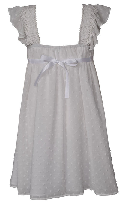 White Tufted Chiffon Babydoll Dress