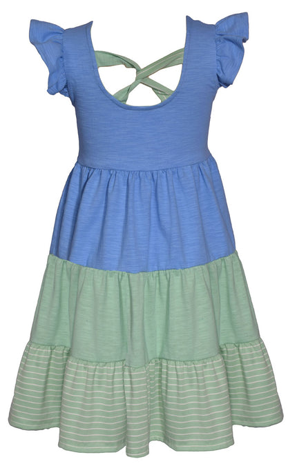 Blue & Green Colorblock Knit Dress