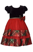 Plaid Short Sleeve Tiered Dress