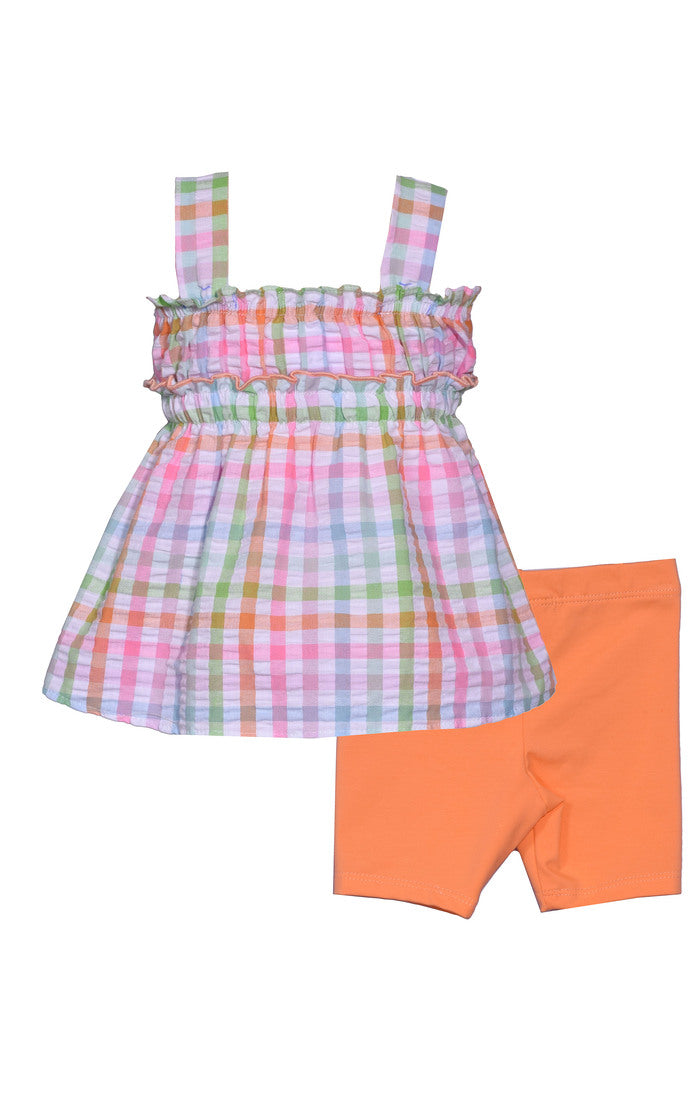 Smocked Surfboard Applique Top and Bike Shorts Set