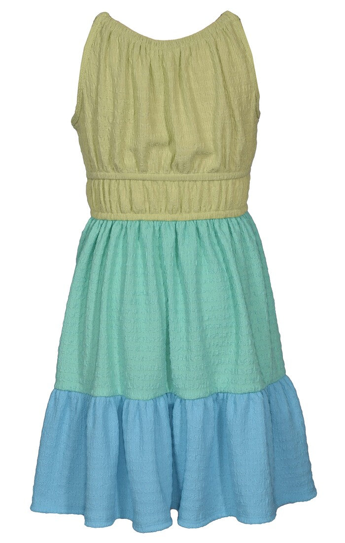 Aqua Colorblock Knit Gauze Dress