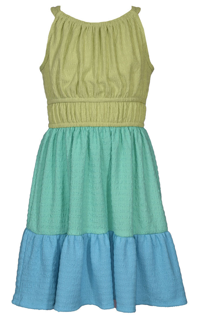 Aqua Colorblock Knit Gauze Dress