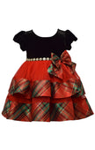 Plaid Short Sleeve Tiered Dress