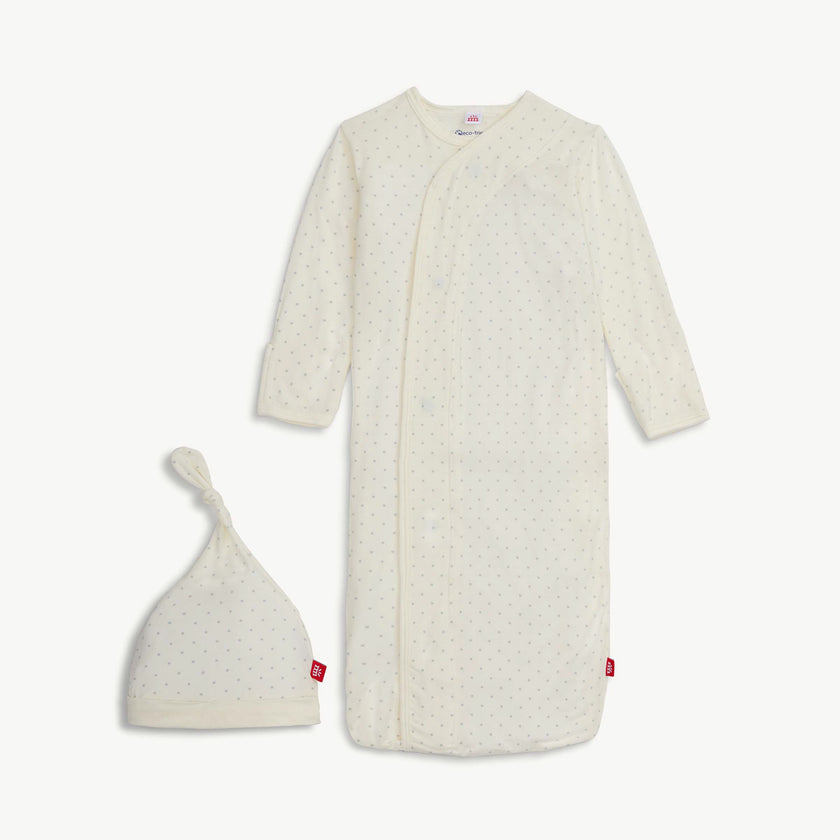 Pin Dot Cream Modal Magnetic Gown Set