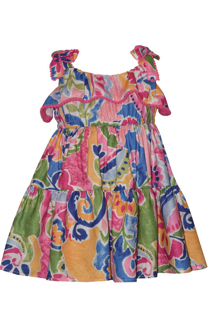 Floral Abstract Tie Shoulder Dress