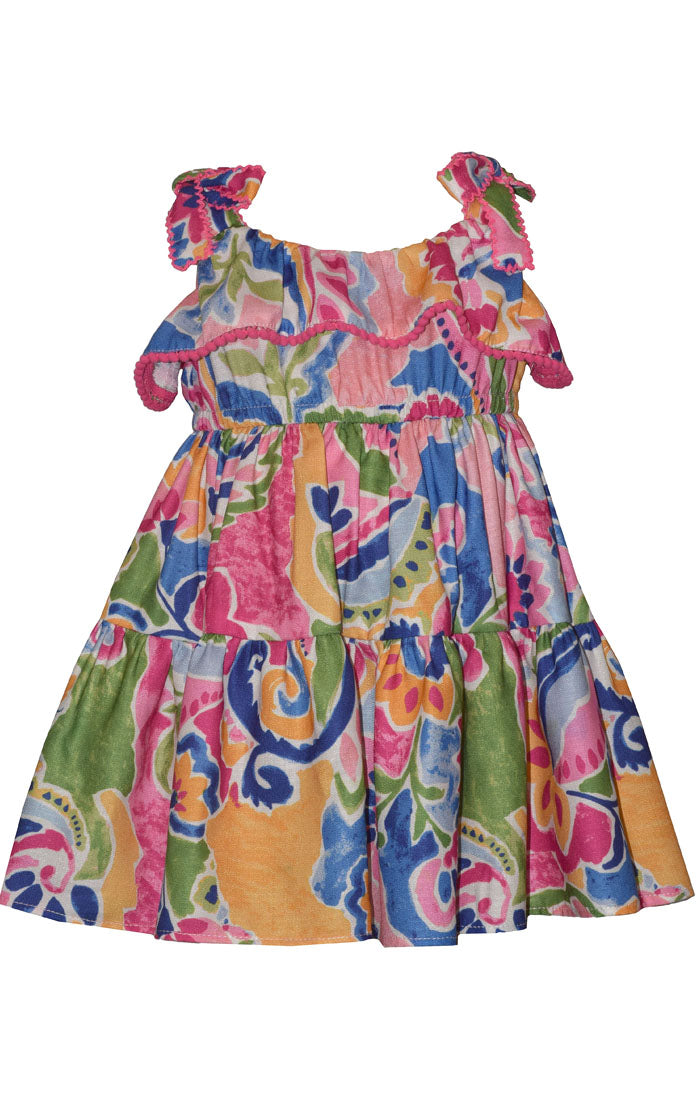 Floral Abstract Tie Shoulder Dress