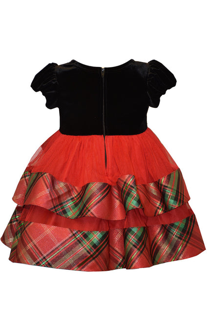 Plaid Short Sleeve Tiered Dress