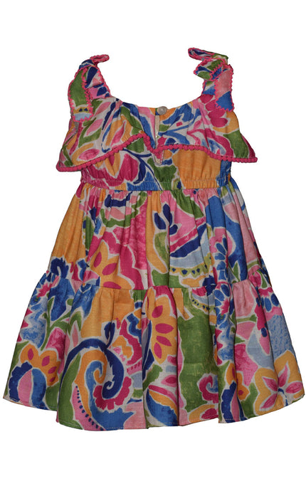 Floral Abstract Tie Shoulder Dress