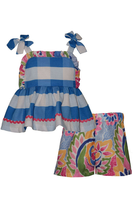 Floral Abstract Peplum Top Shorts Set