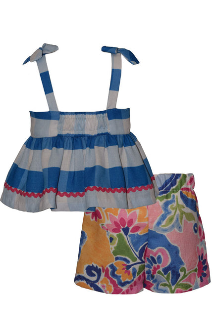 Floral Abstract Peplum Top Shorts Set