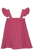Pink Crochet Top Flutter Sleeve Dress