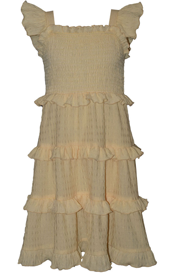 Yellow Smocked Ruffle Dress