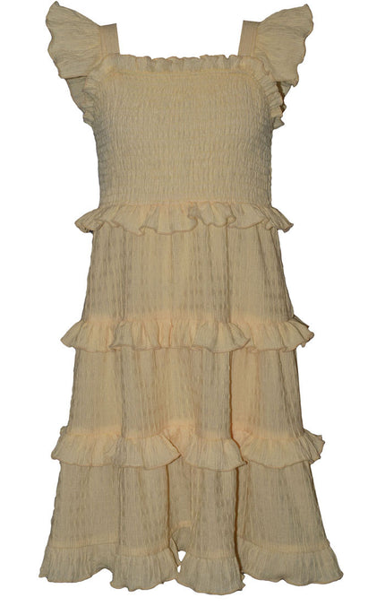 Yellow Smocked Ruffle Dress