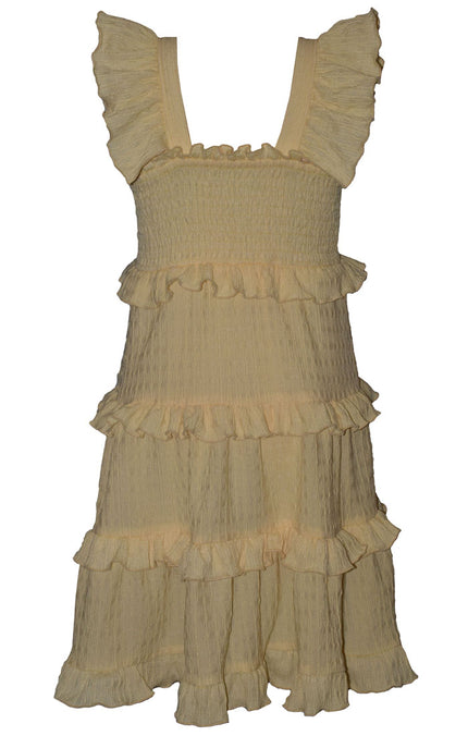 Yellow Smocked Ruffle Dress