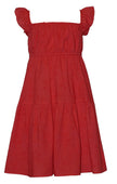 Red Smocked Tie Back Dress