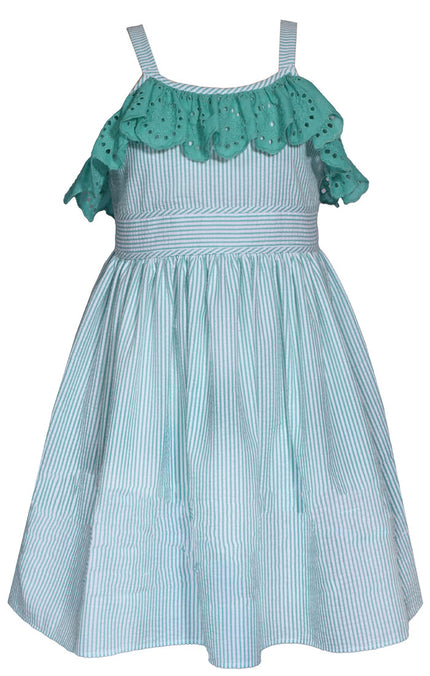 Green Seersucker Eyelet Dress