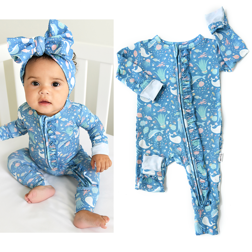 Bree Ruffle Zip Bamboo Baby One Piece