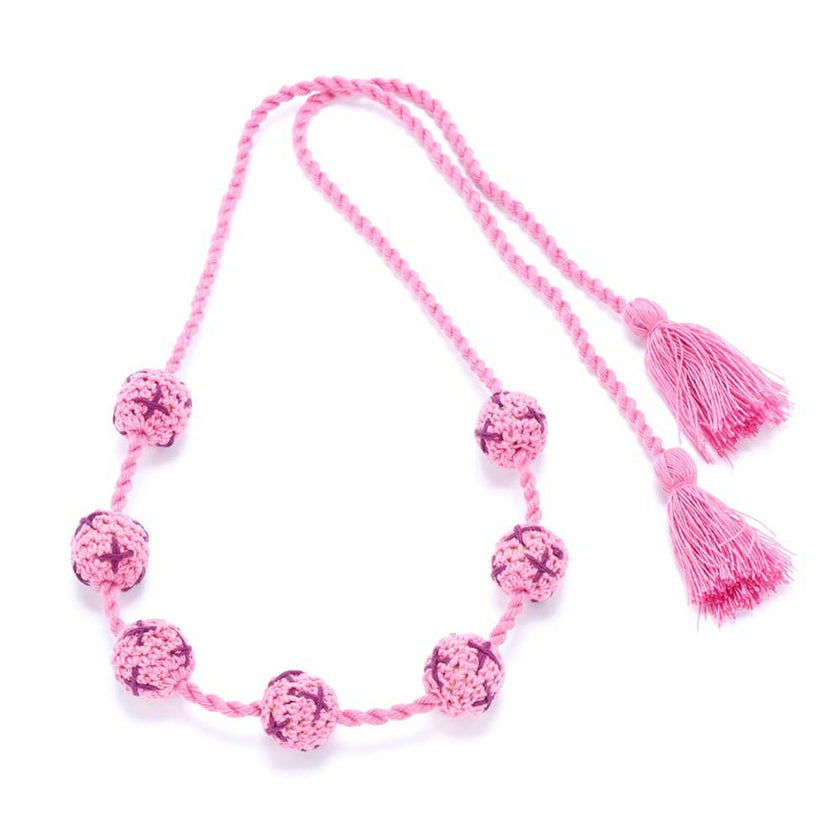 Cross-stitch Crochet Bead Necklace - Pink